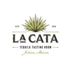 the logo for la cata tequila tasting room, featuring an image of a plant