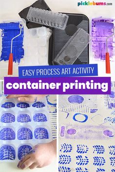 the instructions for how to make an easy art activity with containers and plastic cups,