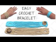 crochet bracelets are shown with the words easy crochet bracelet