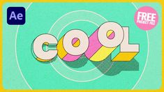 the word cool is made up of different colors and shapes on a blue, green, yellow, and pink background