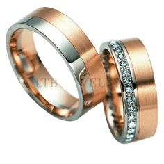 His and Hers Diamond Wedding Rings, 14K Two Tone Gold Matching Wedding Bands Platinum Diamond Wedding Ring, Gents Rings, His And Hers Wedding Bands, Star Wedding Band, Matching Wedding Band Sets, Matching Wedding Ring Sets, Bands Rings, Gold Wedding Bands, Gold Diamond Wedding Rings