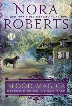 blood magick book cover with a dog standing in front of a house and trees