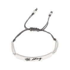 This beeautiful silver tone adjustable cord bracelet is a great reminder to keep your strength in the face of any difficulty. This beeautiful silver tone adjustable cord bracelet is a great reminder to keep your strength in the face of any difficulty. Length: 10 in. Metal: zinc Plating: silver tone Additional details: adjustable design Packaging: decorative card Please note, due to the high value of this item, a signature may be required upon delivery. Size: One Size. Color: Multicolor. Gender: Meaningful Adjustable Friendship Bracelets, Meaningful Adjustable Friendship Bracelets For Everyday, Trendy Silver Friendship Bracelet With Adjustable Length, Casual Silver Jewelry With Adjustable Clasp, Trendy Adjustable Silver Friendship Bracelets, Everyday Silver Friendship Bracelets With Adjustable Cord, Silver Adjustable Friendship Bracelets, Nickel-free Silver Friendship Bracelet, Casual Silver Bracelet With Adjustable Band