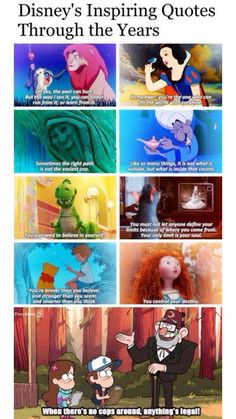 an image of disney's inspiring quotes through the years