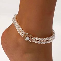 New In Original (Unopened) Packaging. Anklets Can Be Dressy And Classic And Here's The Proof! Faux Pearls And Czs Adorn This One. Msrp $14.97 Usd Leg Bracelet, Pearl Ankle Bracelet, Elegant Anklet, Ankle Bracelets Diy, Handmade Rakhi, Pearl Anklet, Black Beaded Bracelets, Swarovski Beads, Classic Bracelets