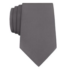 Azazie Steel Grey Necktie - Rolled - Knotty Tie Co. Classic Gray Suit And Tie Accessories For Wedding, Solid Wedding Neckwear With Ties, Elegant Solid Color Neckwear For Weddings, Elegant Neckwear For Wedding, Classic Gray Tie For Black Tie Events, Gray Standard Tie For Formal Occasions, Elegant Gray Business Tie, Classic Gray Tie For Wedding, Classic Gray Standard Tie And Suit Accessories