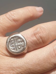 This is a Coin Silver seal ring. signet ring. stamp ring. signet coin delicate ring. Ring set with a coin. women's ring . Pinky ring. Free shipping. a beutifull silver ring for a woman. round ring with wrapped round coin . matt finish. This listing is for one sterling silver ring. - free shipping worldwide - sterling silver ring and coin - comes in a gift box choose your ring size in the size options. if you need a bigger or smaller size, please contact me. You could also have an option of silve Vintage Coin Signet Ring As Gift, Vintage Coin Shaped Signet Ring Gift, Vintage Coin Signet Ring For Gift, Hallmarked Coin Shaped Signet Ring As Gift, Nickel Free Signet Ring As Gift, Stamp Ring, Diy Jewelry Rings, Seal Ring, Stamped Rings