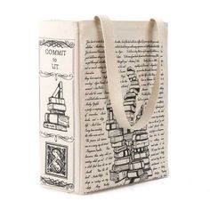 a tote bag with books printed on it