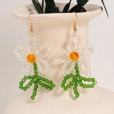 This Unique Pair Is A Wonderful Addition To Your Wardrobe And Your Style; Sure To Get Lots Of Compliments! Gsun195060001xq Spring Party Beaded Earrings With Flower Shape, Spring Flower-shaped Beaded Earrings For Party, Spring Party Flower-shaped Beaded Earrings, Beaded Flower-shaped Earrings For Spring, Spring Beaded Flower-shaped Earrings, White Flower Earrings With Flower Decoration For Summer, White Flower Earrings With Summer Decoration, Spring Flower-shaped Beaded Earrings, White Summer Flower Earrings