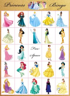 the disney princesses are all dressed up in their respective dresses and tiaras