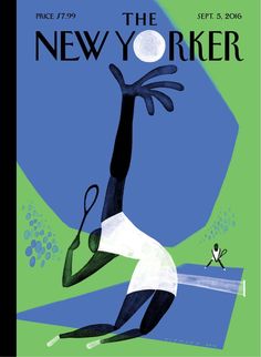 an advertisement for the new yorker featuring a tennis player