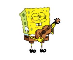 spongebob playing the guitar while wearing glasses