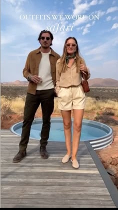 Safari Honeymoon Outfit, Outfits For South Africa, Safari Theme Outfit, Safari Outfit For Men, Traveller Outfit, Kenya Outfits, Zoo Outfit Ideas, Honeymoon Fits