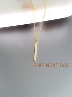 14k Solid Gold Vertical Bar Necklace - Gold Bar Necklace - Minimalist Bar Necklace - Fine Jewelry Graduation Gift When you wear your 14k solid gold bar pendant jewelry, you won't just be thinking about how great the piece looks, you'll be wearing everyday. Vertical Bar Necklace will look great on your neck. 🔳WARRANTY🔳 *6 Months warranty. *Free Shipping without price limit. *Easy Return and Replacement 30 days after purchase. Just contact me 😊 🔳14K SOLID GOLD VERTICAL BAR NECKLACE🔳 *Material Minimalist Gold Bar Necklace For Gift, Minimalist Gold Bar Necklace As Gift, Simple Gold Bar Necklace For Gift, Gold Bar Pendant, Minimalist Bar, Vertical Bar Necklace, Vertical Bar, Gold Bar Necklace, Necklace Minimalist