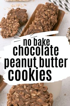 no bake chocolate peanut butter cookies with text overlay