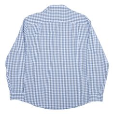 Item is in used condition. Small mark in front of shirt, reflected in price. >Size: L >Armpit To Armpit: 24" >Armpit To Cuff: 18" >Collar To Hem: 29" Blue Cotton Dress Shirt With Relaxed Fit, Classic Blue Collared Flannel Shirt, Classic Blue Long Sleeve Flannel Shirt, Blue Cotton Flannel Shirt For Spring, Wholesale Shoes, Blue Check, Beauty Bag, Cardigan Coat, Active Wear Tops