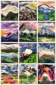 several pictures of different types of clouds and mountains, each with their own color scheme