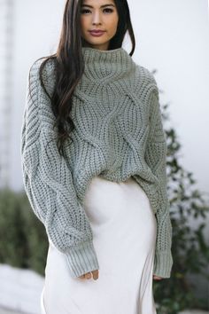 Long Puffy Sleeves, Morning Lavender, Chic Outerwear, Style Inspiration Fall, Cute Fall Outfits, Mock Neckline, Puffy Sleeves, Pleated Midi Skirt, Mock Neck Sweater