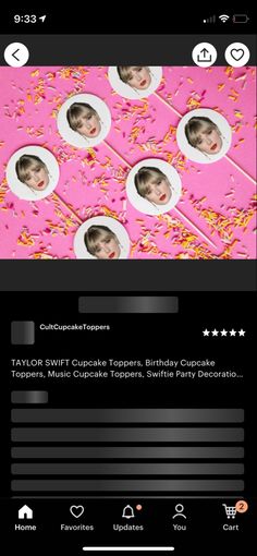 a pink background with donuts on it and some photos in the middle, which are surrounded by stars