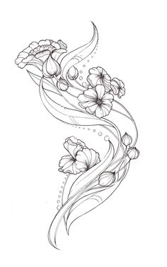 a drawing of flowers on a white background