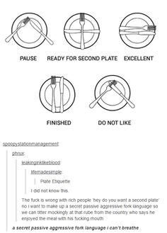 instructions for how to use the knife and fork in different ways, including chopsticks