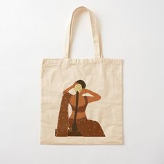 a tote bag with an image of a woman's back