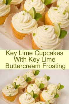 key lime cupcakes with key lime buttercream frosting on a plate