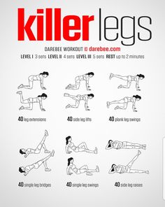 a poster showing how to do killer legs exercises for the beginner's body