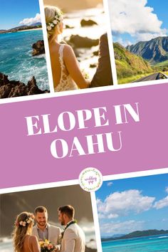 Couple eloping in scenic Oahu locations, with ocean views and lush landscapes.