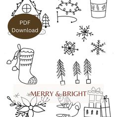 merry and bright christmas coloring pages for kids to print on the computer or use as wallpaper