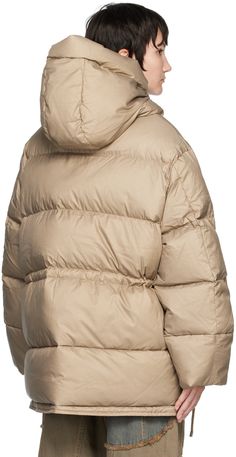 Acne Studios: Beige Puffer Down Jacket | SSENSE Posing For Photos, Beige Puffer, Acne Shop, Beige Coat, Duck Feather, Duck Down, Women's Coats, Luxury Streetwear, Welt Pockets