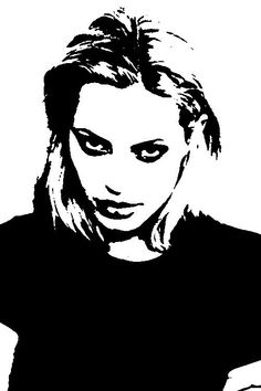 a black and white drawing of a woman