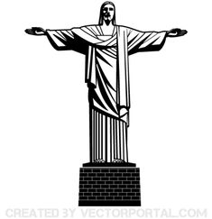 the statue of christ is shown in black and white, with its arms spread out