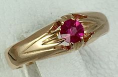 USSR Vintage Original Soviet Solid Rose Gold Ruby (lab. created) Ring 583 14K | eBay Vintage Ruby Ring With Vvs Clarity, Unique Ruby Rings, Gold Ring With Ruby, Antique Jewelry Rings, Vintage Gold Rings, Ring Pictures, Vintage Soviet, Ruby Ring, Vintage Watches