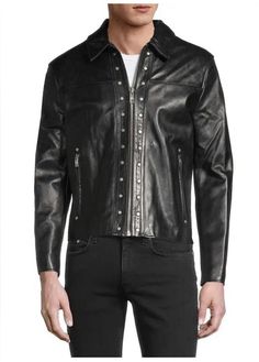 BLK DNM Studded Leather Jacket Black Mens Size M Medium Brand new without tags Slim fit Studded leather. Cropped modern fit Batwing Cardigan, Leather Jacket For Men, Studded Leather Jacket, Lambskin Leather Jacket, Trim Jacket, Men's Leather Jacket, Safari Jacket, Jacket For Men, Leather Jacket Black