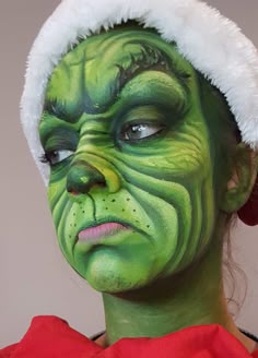 Monster Under Bed, Grinch Candy Cane, Christmas Face Painting Ideas, Grinch Candy, Grinchmas Party, Disfraces Ideas, Cool Face Paint