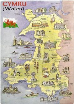 a map of wales showing the towns