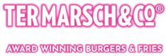 the logo for terramarsch & co, which is featured in pink and white