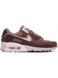 Nike 
Burgundy & Pink Air Max 90 Sneakers 
Low-top paneled mesh, buffed leather, and faux-leather sneakers in burgundy and pink. 
. Rubberized trim throughout 
. Lace-up closure 
. Logo patch at padded tongue 
. Padded collar 
. Swoosh appliqué at sides 
. Rubberized logo appliqué at sides and heel tab 
. Mesh lining 
. Foam rubber midsole 
. Twin Air Sole units at midsole 
. Treaded rubber sole 
Please note that this item may be shipped only within North America. 
Supplier color: Smokey mauve/P Nike Burgundy, Casual Athletic Shoes, White Casual Shoes, Casual Sneakers Women, Casual Athletic, Womens Athletic Shoes, Nike Air Max 90, Outdoor Shoes, Outdoor Woman