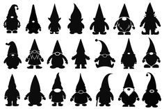 various silhouettes of wizard's hats and their faces, including one with an eye on