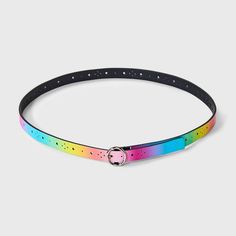 Add a touch of style to their ensemble with the Girls' 3pk Rainbow Belt Set - Cat & Jack™. This set comes in a pack of three belts, each showcasing vibrant rainbow patterns and colors. With adjustable lengths, they can be easily tailored to fit different waist sizes for a comfortable and secure fit. Let your child flutter with style with this rainbow belt set. Cat & Jack™: Designed for all children so you can trust it's made for yours. Rainbow Belt, Rainbow Belts, Elastic Hair Ties, Leather Pieces, Rainbow Pattern, Cat & Jack, Belt Size, Girls Accessories, Girls Shopping