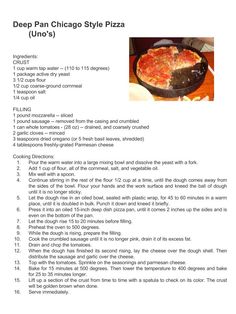 the recipe for deep pan chicago style pizza