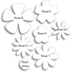 flowers cut out from paper with the words flower 6, flower 4 and flower 5