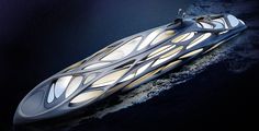 a futuristic boat floating on top of the ocean