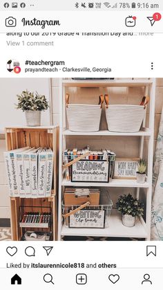 the instagram page on instagram com has an image of books and baskets in it