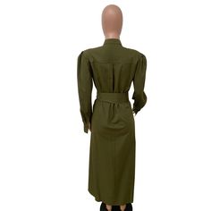 High Neck Cardigan Long Sleeve Elegant Dress Khaki Dress For Fall, Khaki Fall Dress, Solid Color Khaki Fall Dress, Green V-neck Shirt Dress For Fall, Fitted Fall Midi Dress With Pockets, Fall V-neck Shirt Dress With Pockets, Solid Dresses With Pockets For Fall, Fall Long Sleeve Shirt Dress For Day Out, Knee-length Khaki Dress For Fall