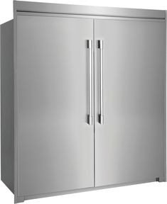 a stainless steel double door refrigerator freezer