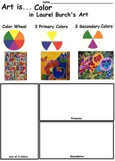 art is color in laurel burch's art worksheet with three primary colors