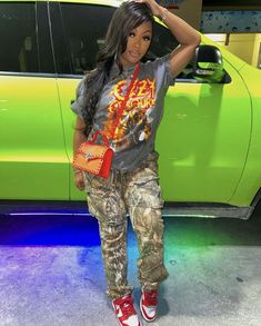 Orange Cargo Pants Outfit Black Women, Camaflouge Cargo Pants Outfit, Dunk Low Outfit Women, Camo Outfits, Shein Outfits, Tomboy Style Outfits