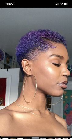 Female Line Up Haircut, Colorful Short Hair Black Women, Purple Short Hair Black Women, Twa Colored Natural Hair, Dyed Twa, Short Dyed Hair Black Women, Short Colored Hair Black Women, Dyed Short Natural Hair, Short Purple Hair